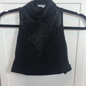 Victoria Secret Top Sports Bra Black High Neck Med